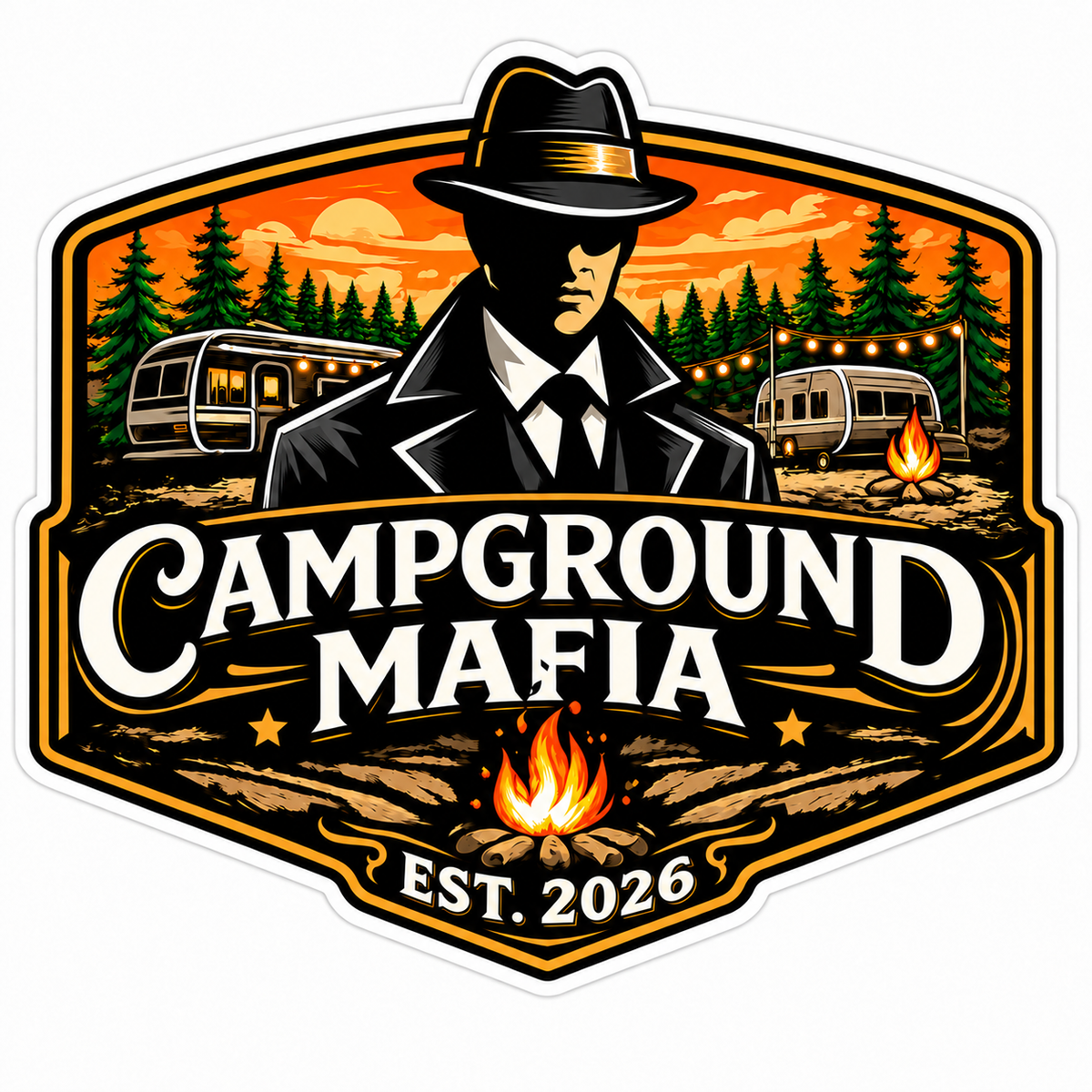 Campground Mafia Boss Sticker 3"