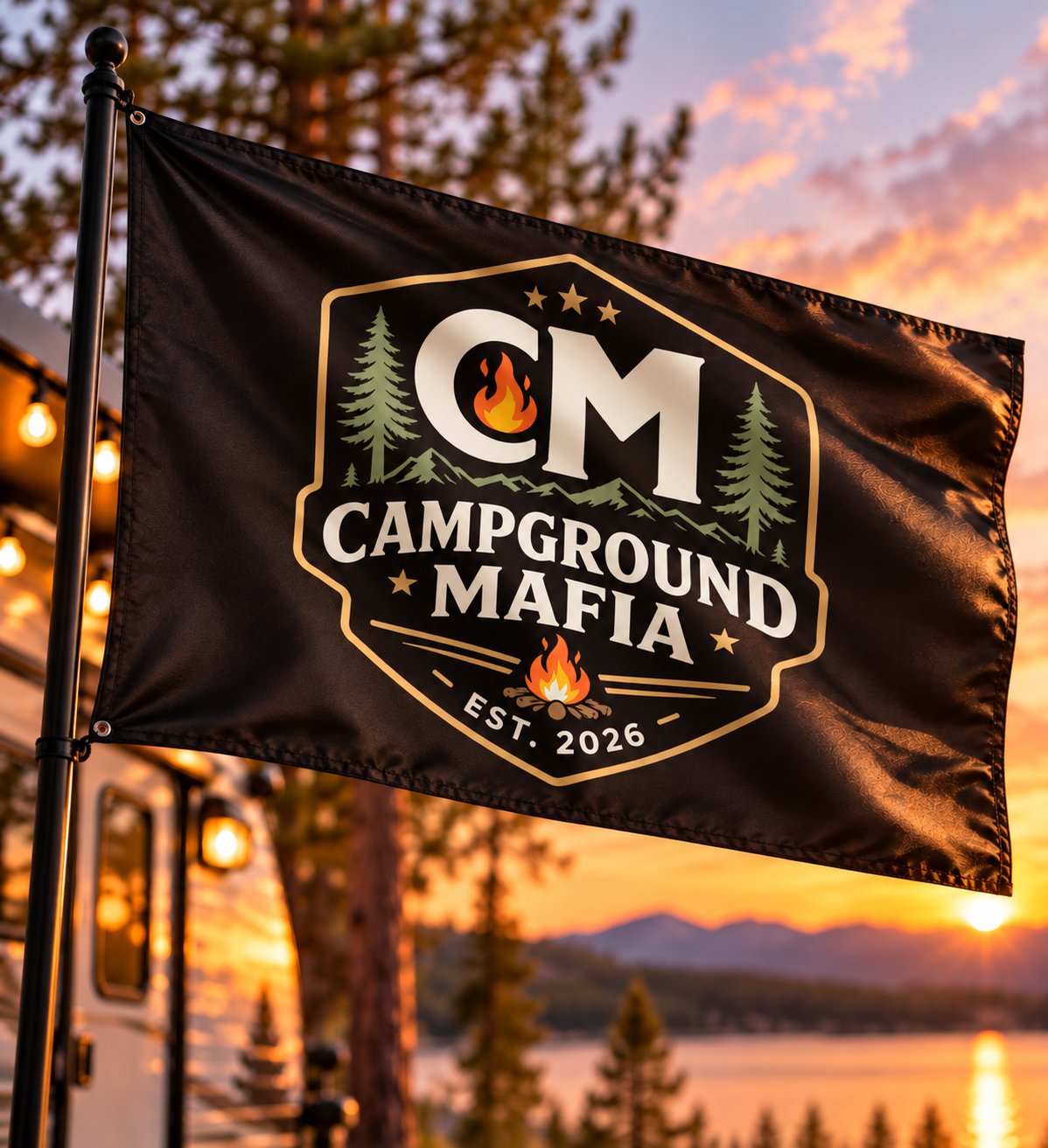 Campground Mafia Badge 3'x5' Double Sided Flag