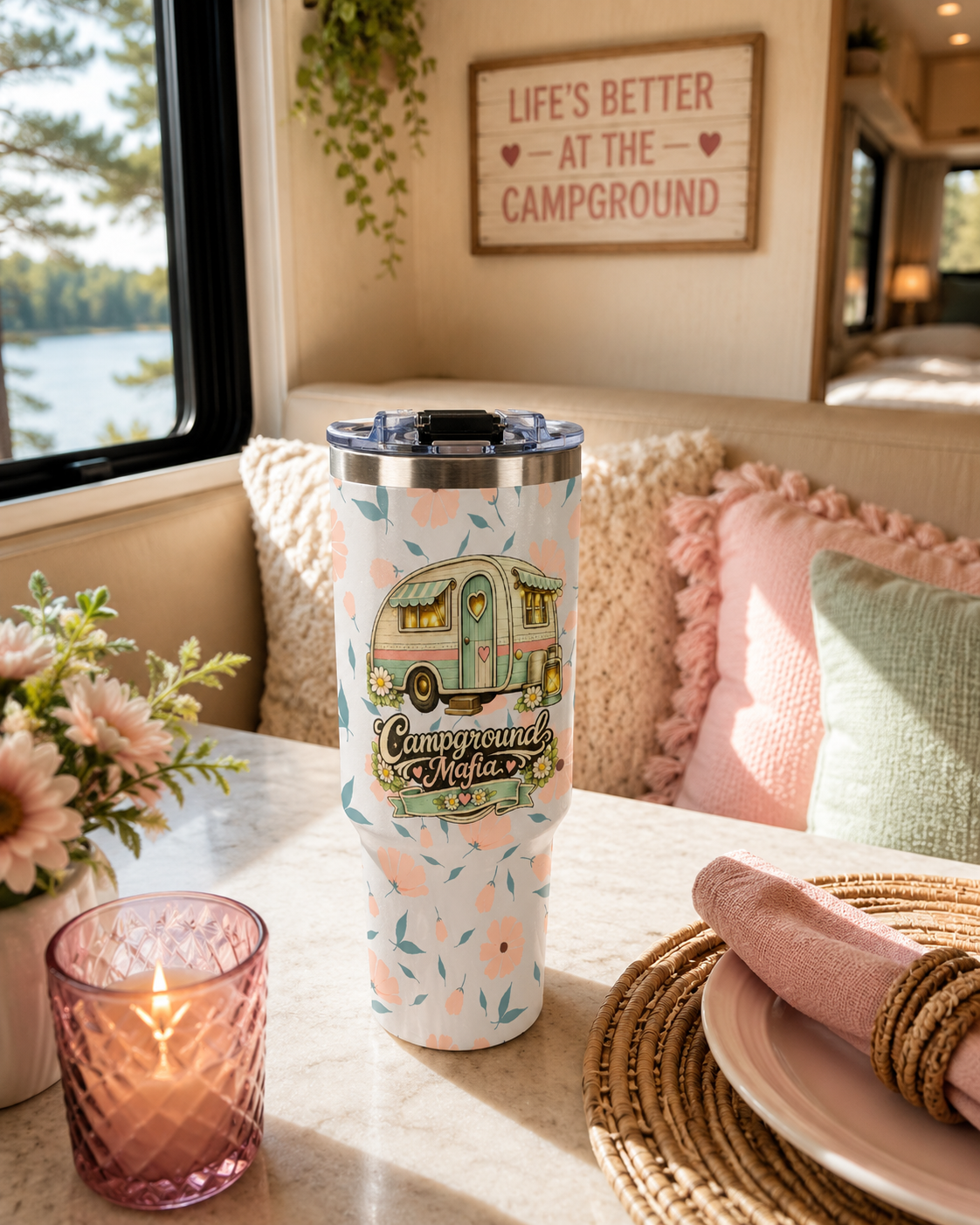 Mafia 40oz Insulated Tumbler with Handle and Straw